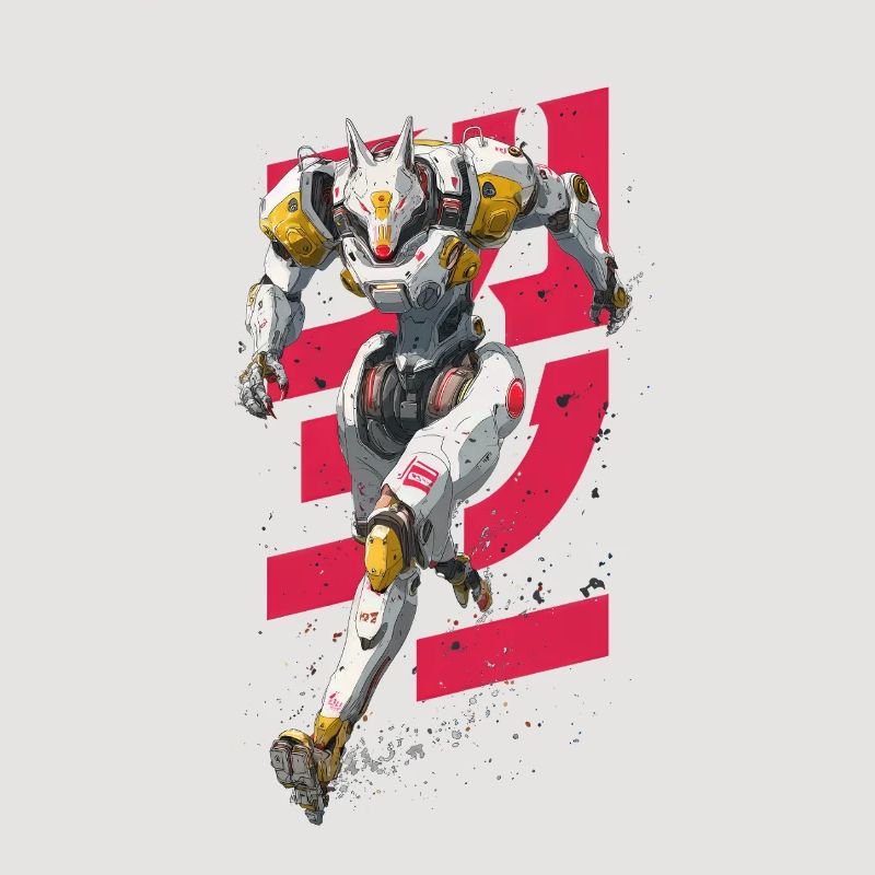 Futuristic Wolf Fighting Robot