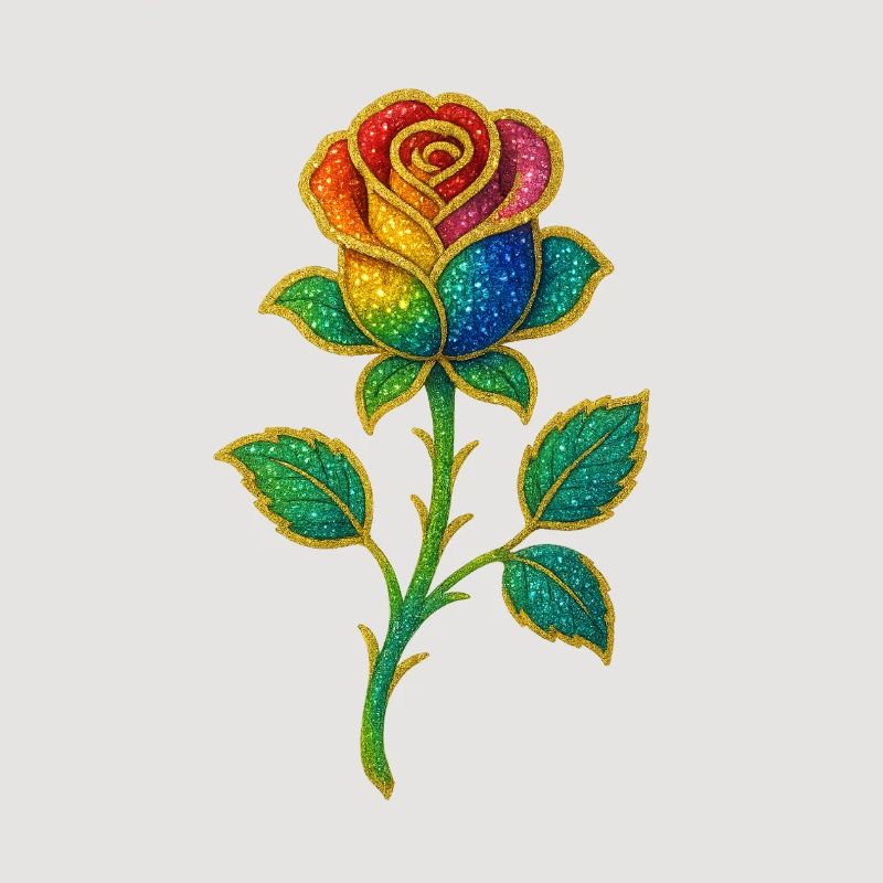 Regenbogen-Glitzer-Rosen-Design