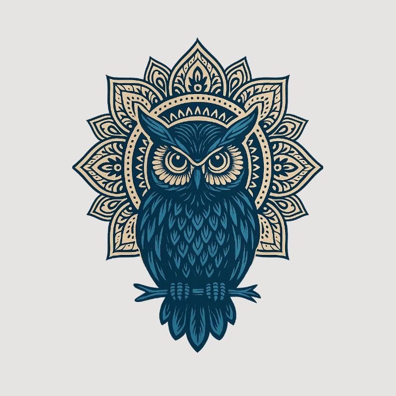 Blauer Eulen Mandala