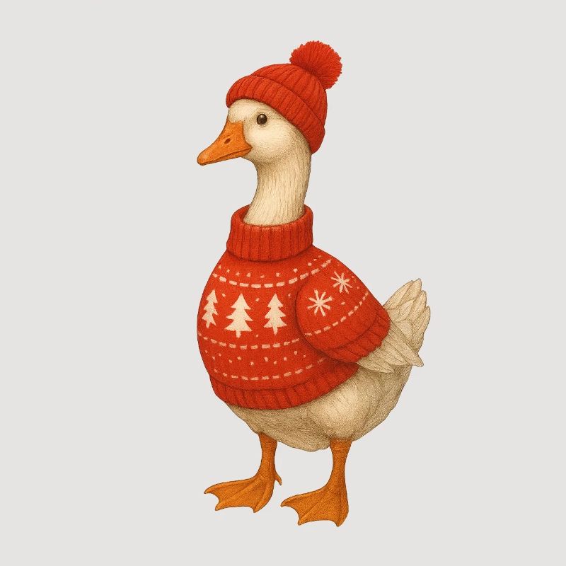 Gans im Strickpullover