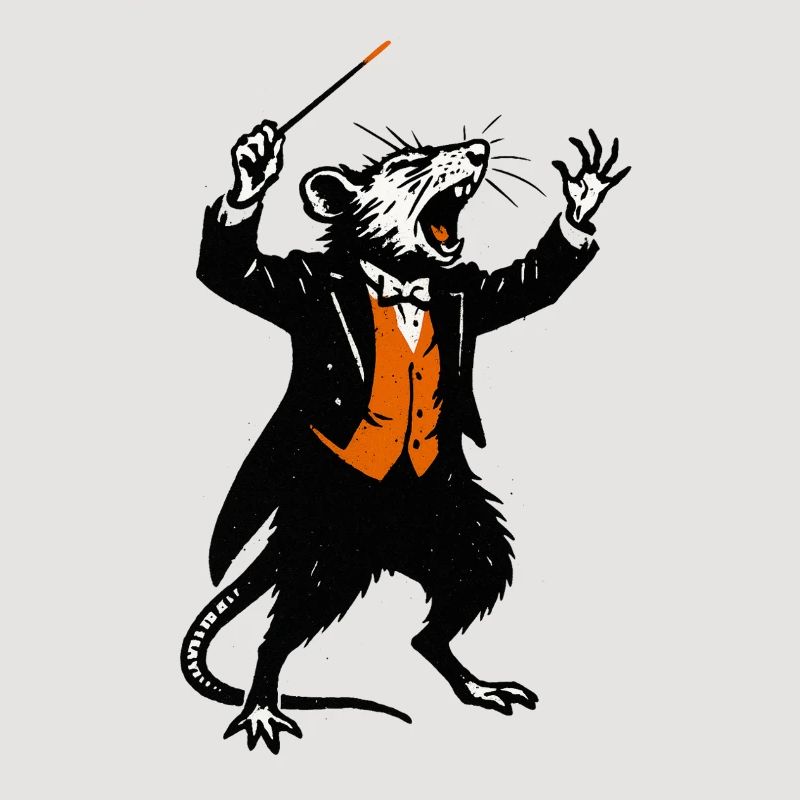 Ratte als Dirigent im Smoking
