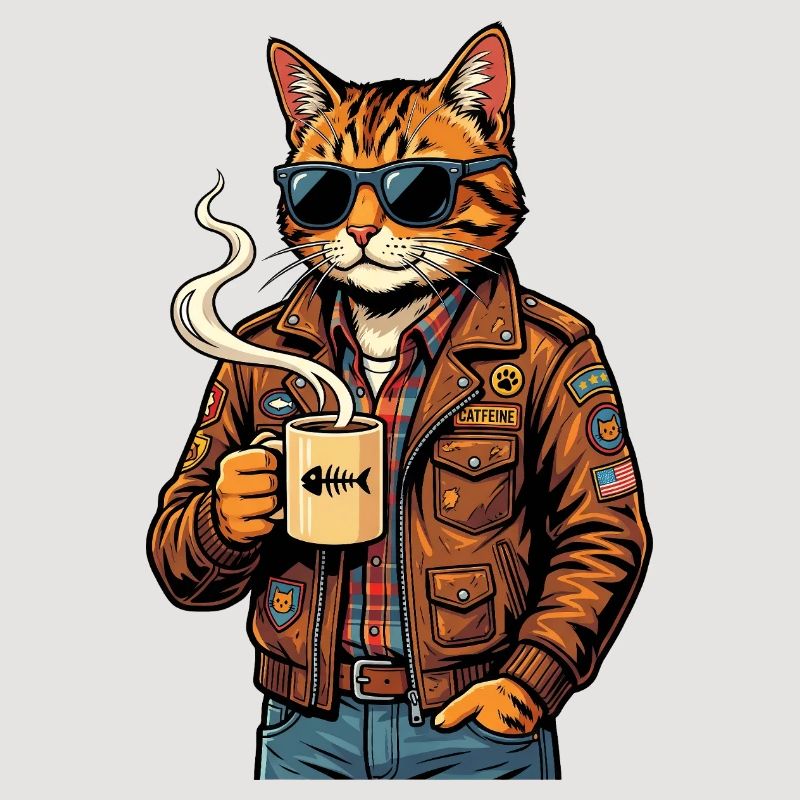 Katzenbiker mit Kaffee