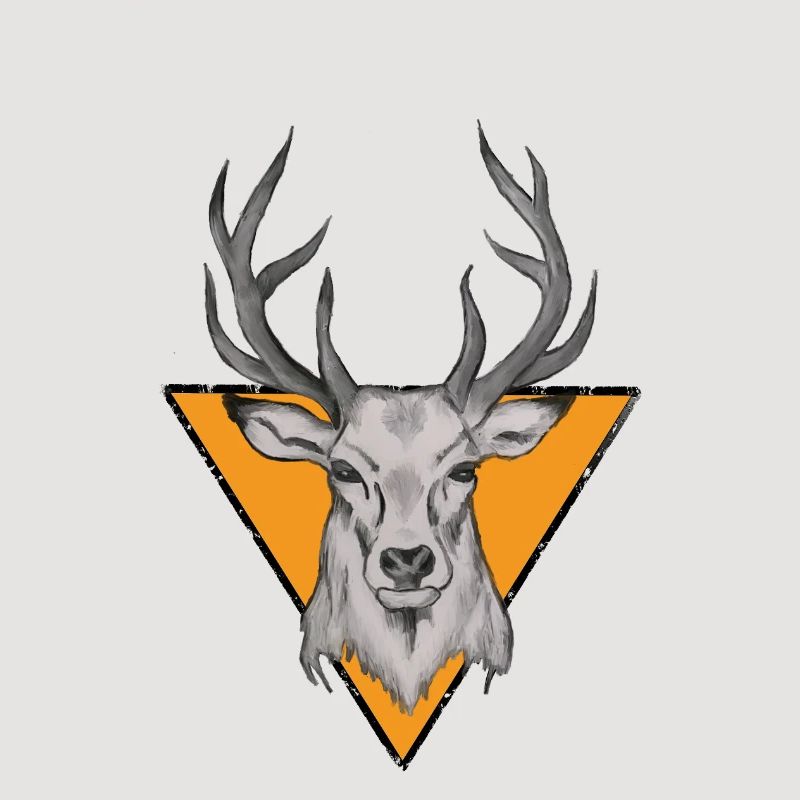 Tête de cerf dans un triangle orange