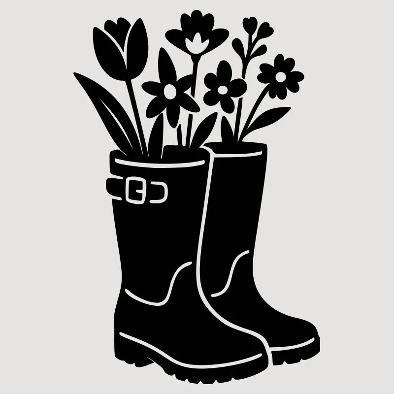 Frühlingsstiefel mit Blumen