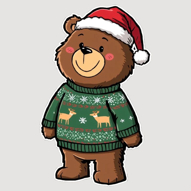 Niedlicher Bär mit Weihnachtspullover