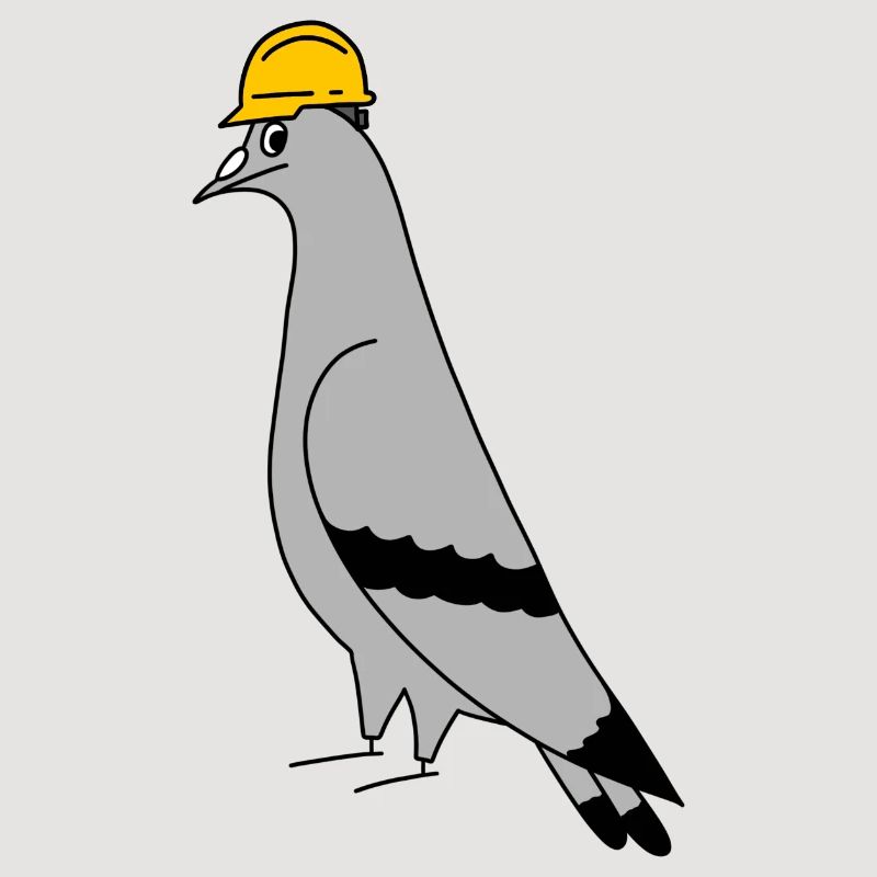 Pigeon Construction Helmet – Minimal Illustration