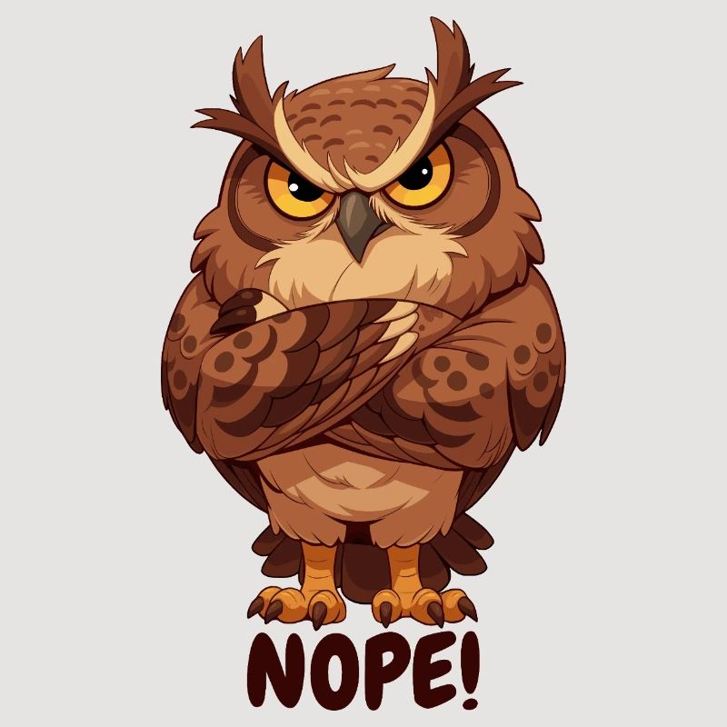 Nope! Grimmige Eule mit Attitüde