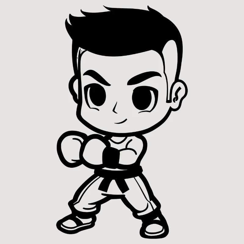 Kickboxing Junge Comic Look
