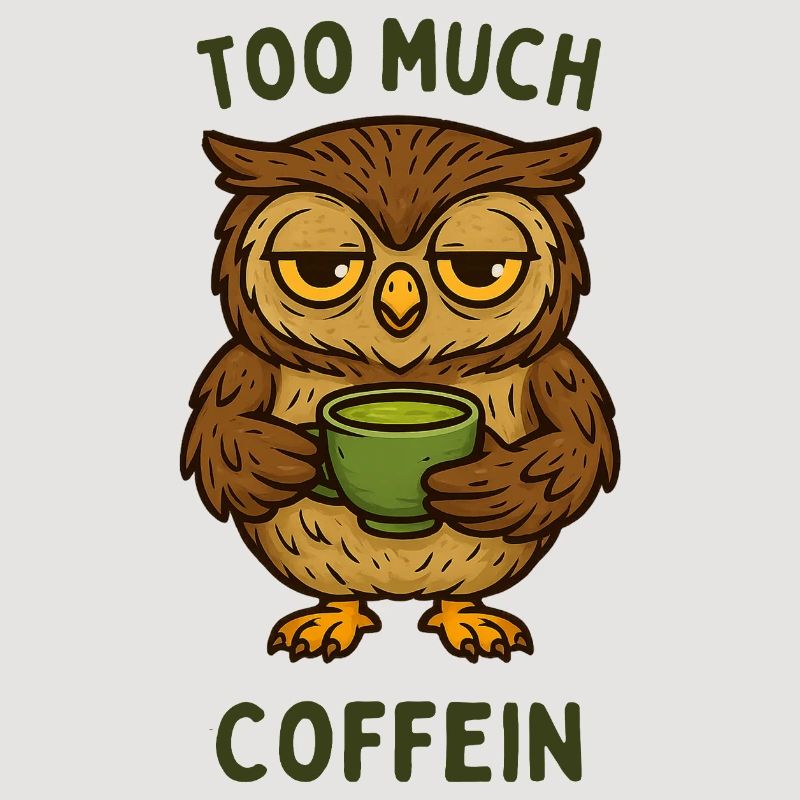 Nickernde Eule mit Kaffeebecher