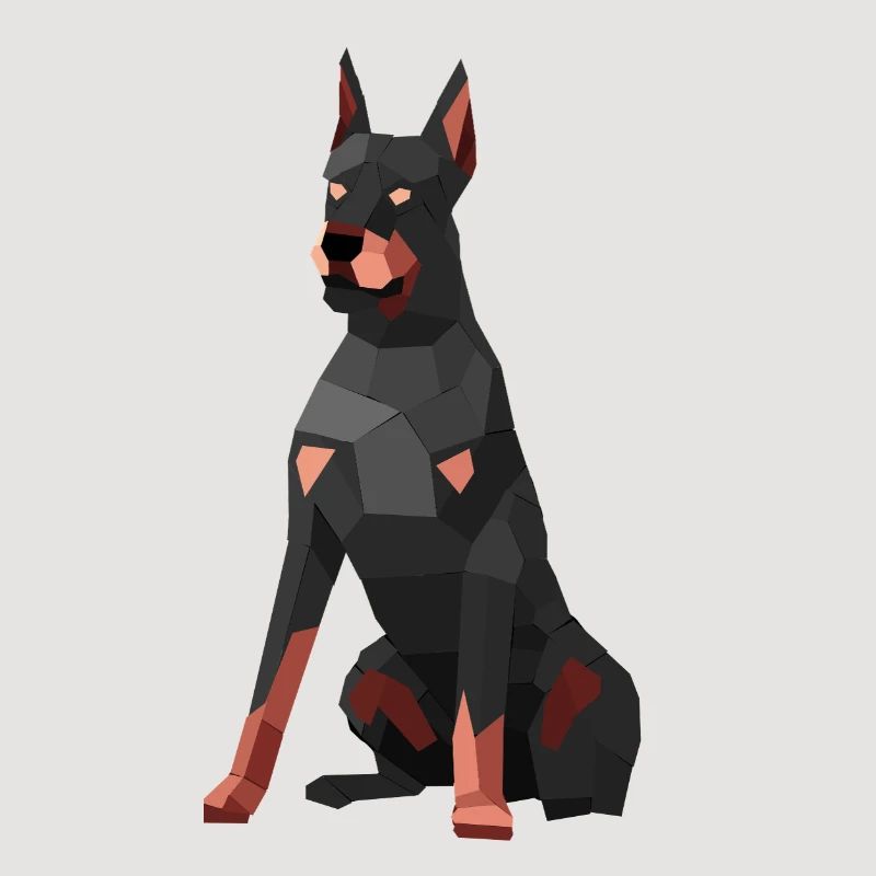 Moderner Dobermann – Low-Poly-Kunst