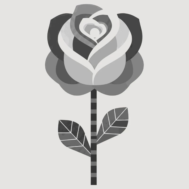 Conception graphique de rose en noir et blanc