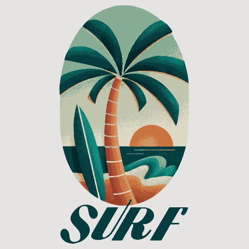 Surf Palm Tree and Beach