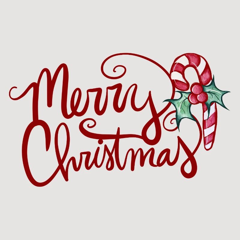 Merry Christmas Script with Candy Cane