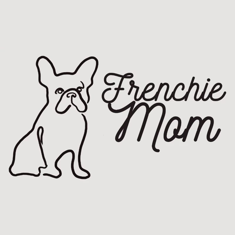 Frenchie Mom Silhouette Script Lineart