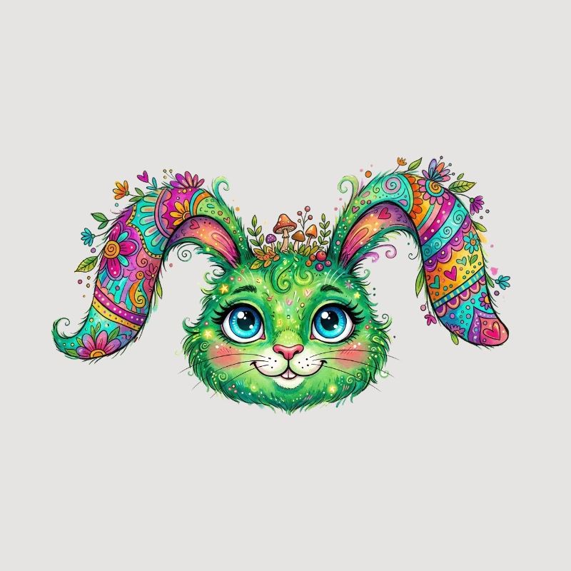 Lapin Fleur Coloré – Visage