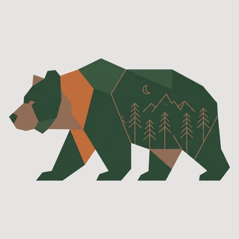 Geometric Forest Bear Moonlight