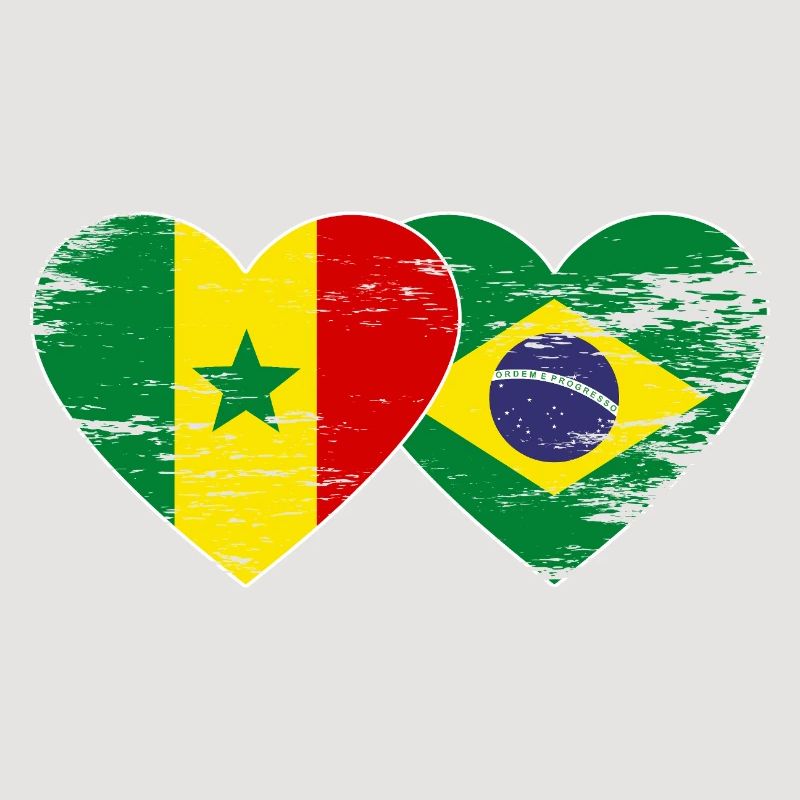 Sénégal Brésil Drapeau Mains Coeur Forme Utilisé