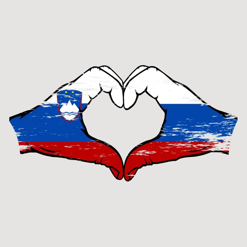 Slovénie Russie Drapeau Coeur