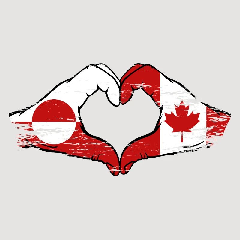 Mains du drapeau du Groenland, Canada, forme de cœur utilisée