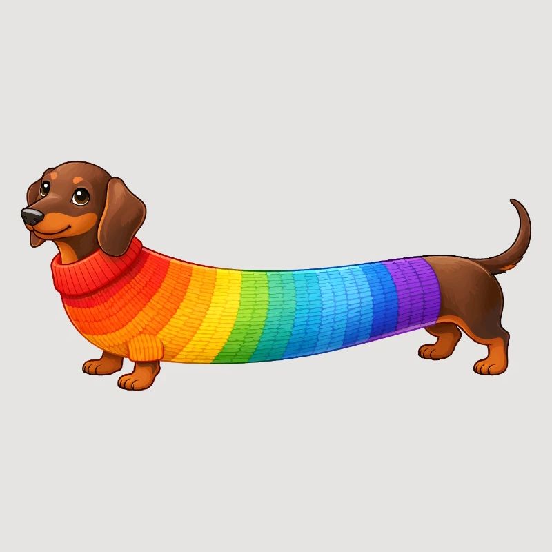 Dackel mit Regenbogen Pullover 