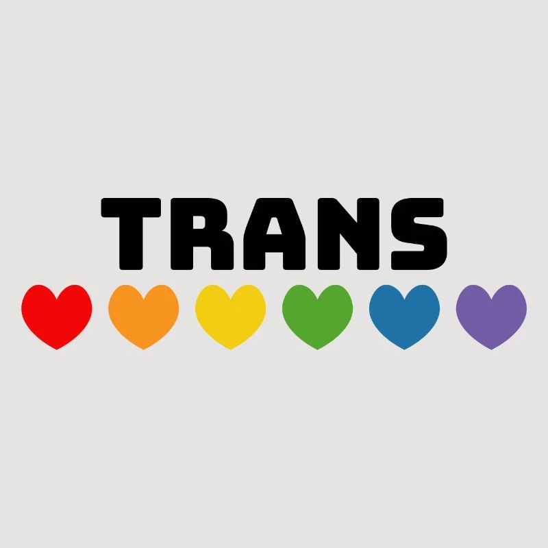 Rainbow heart trans black