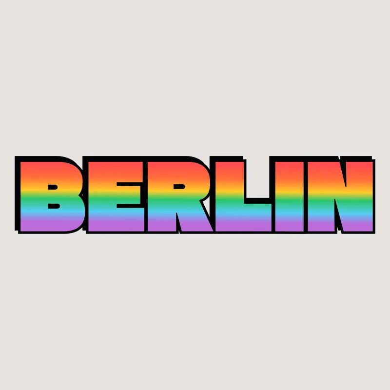 Berlin Rainbow Gradient Text LGBT