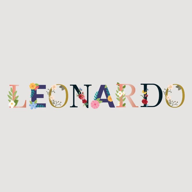 Le nom de LEONARDO décoré de fleurs