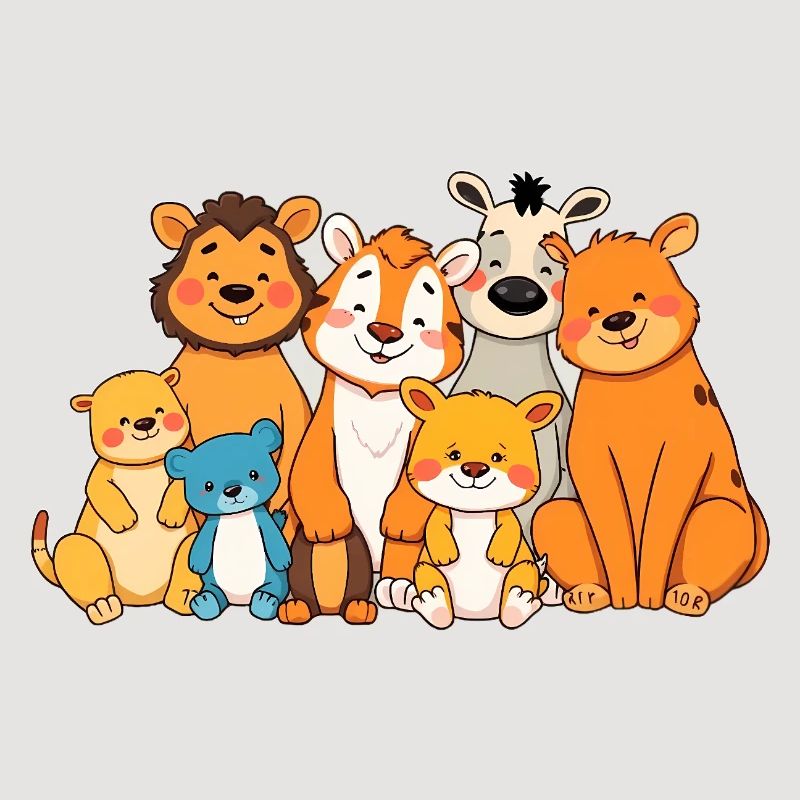 Verspielte Tierfamilie Comic Design