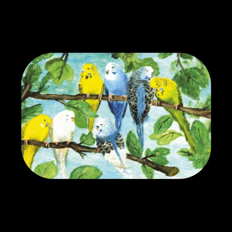 Budgies on a tree - pastel chalk