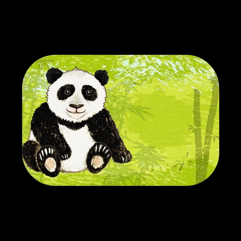 Sitzender Panda Bär im grünen Bambuswald 