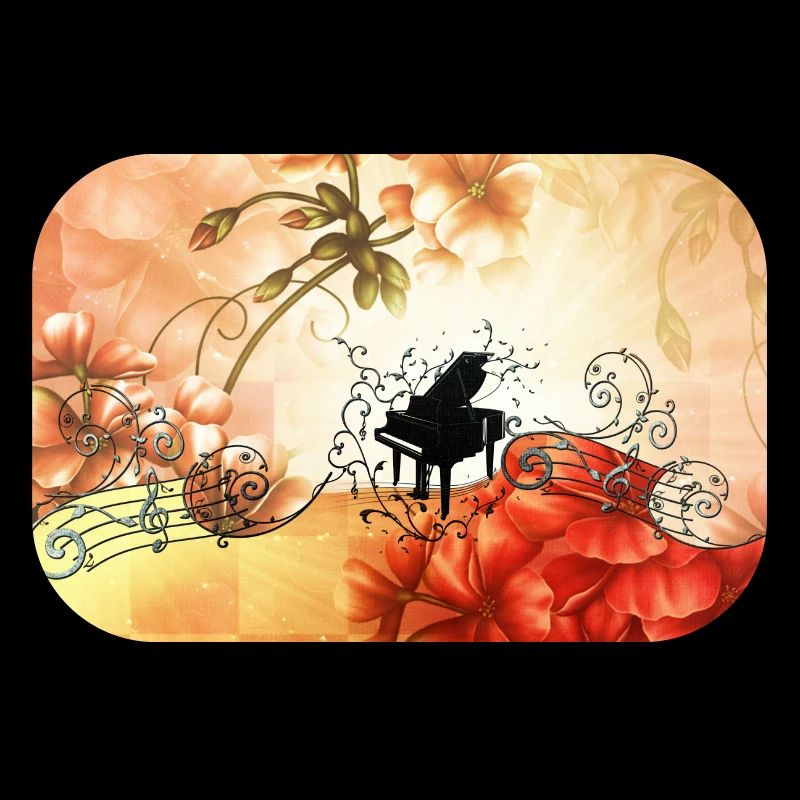 Merveilleuses fleurs avec piano et notes clés.