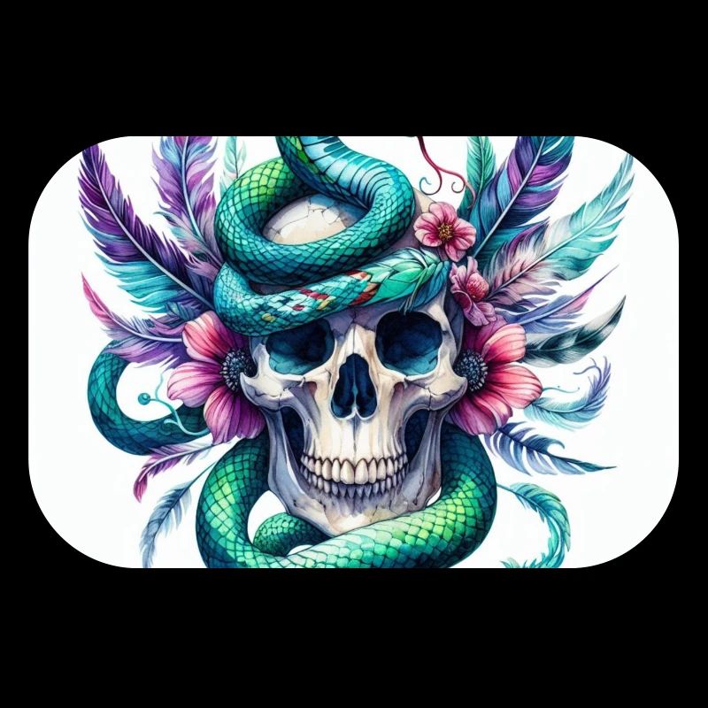 Aquarelle Crâne et Serpent