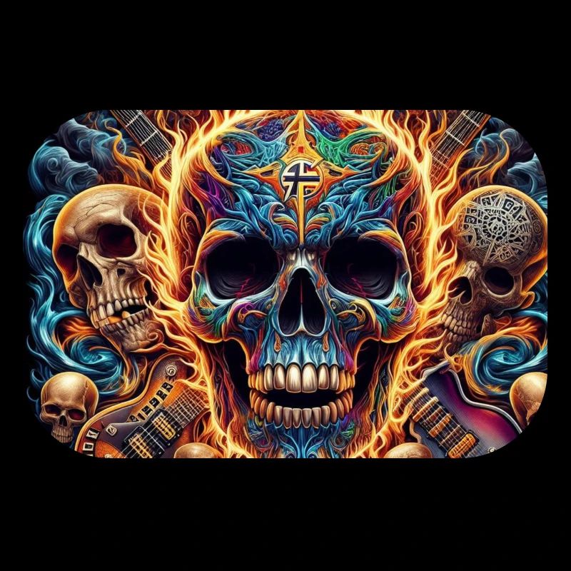 Skull with crossed guitars