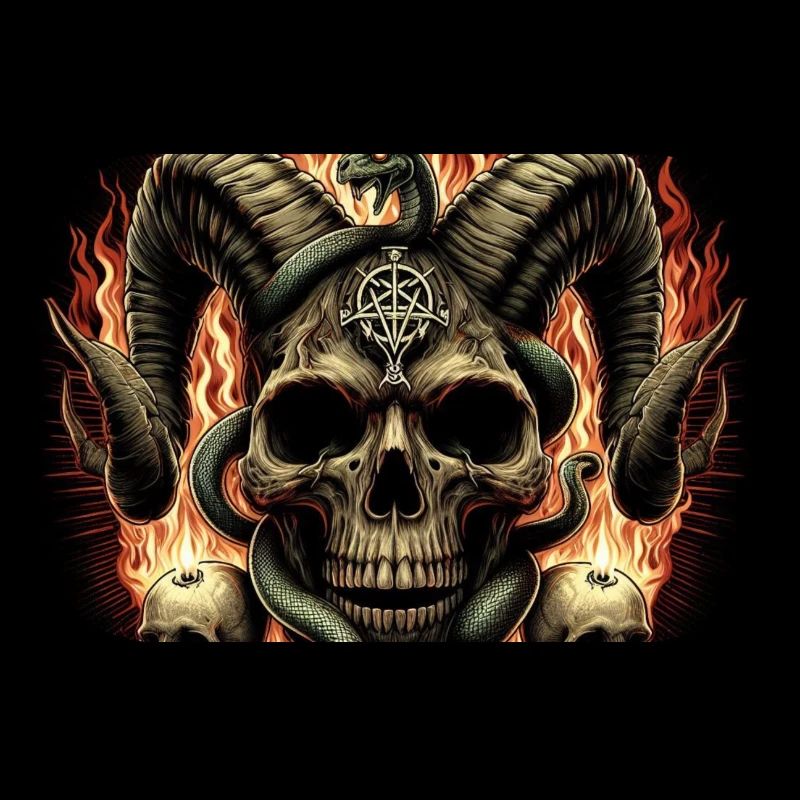 Satanic Skull on Fire
