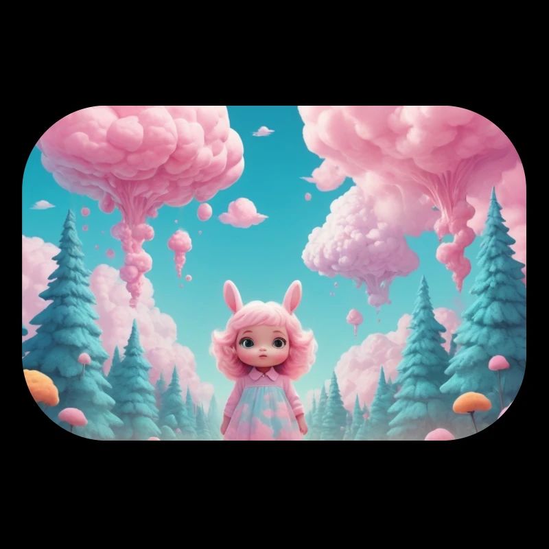 Fille dans la forêt de barbe à papa