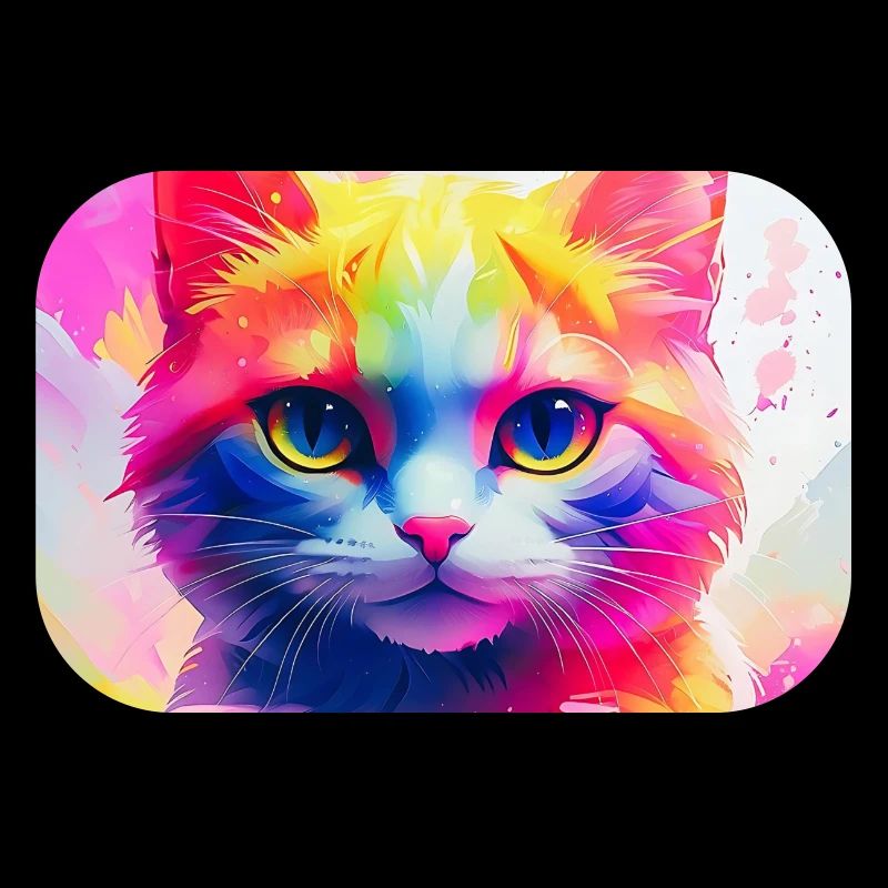 Vibrant Rainbow Cat Artwork