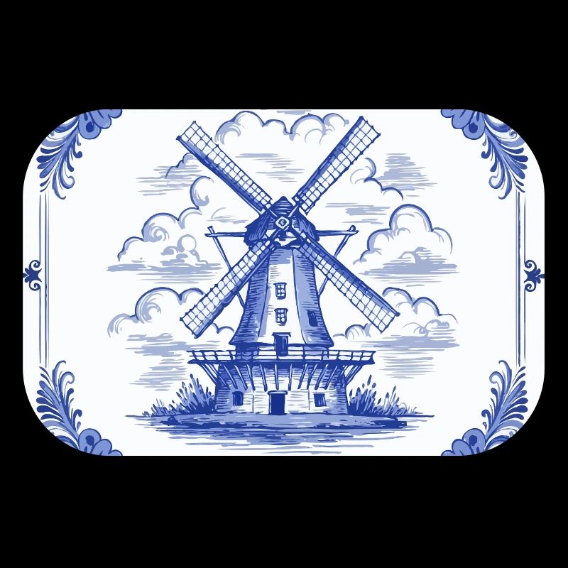 Delft blue windmill tile