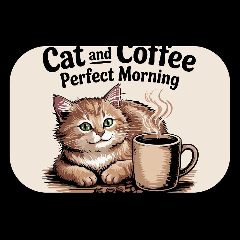Katze und Kaffe ist ein perfekter Morgen