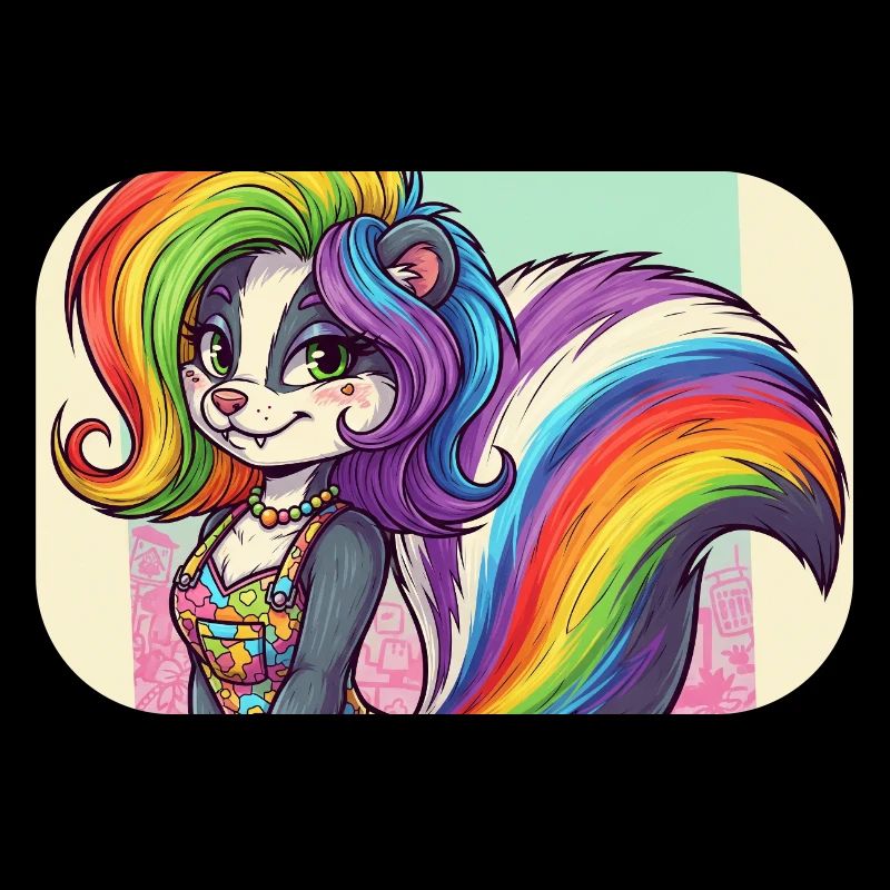 Regenbogenskunk im Kleid