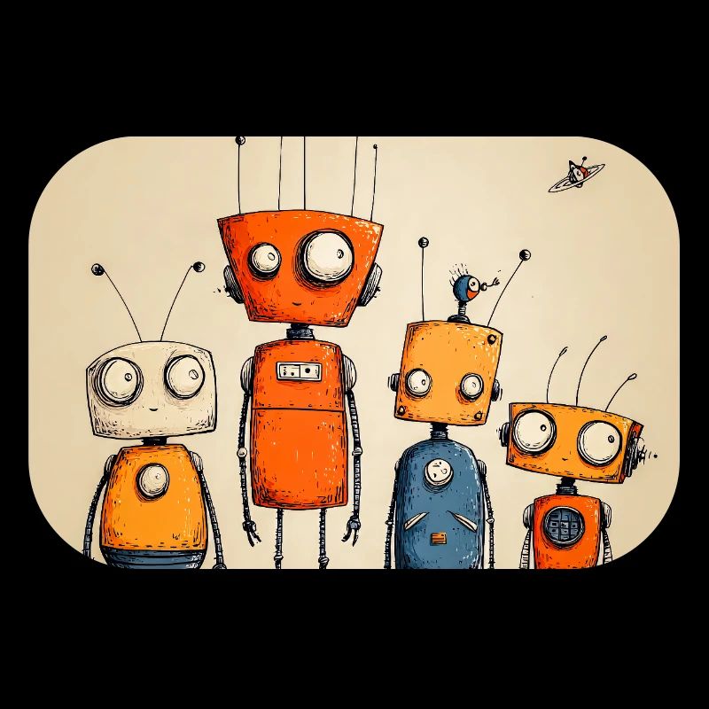 Robots Amicaux Illustrés Colorés