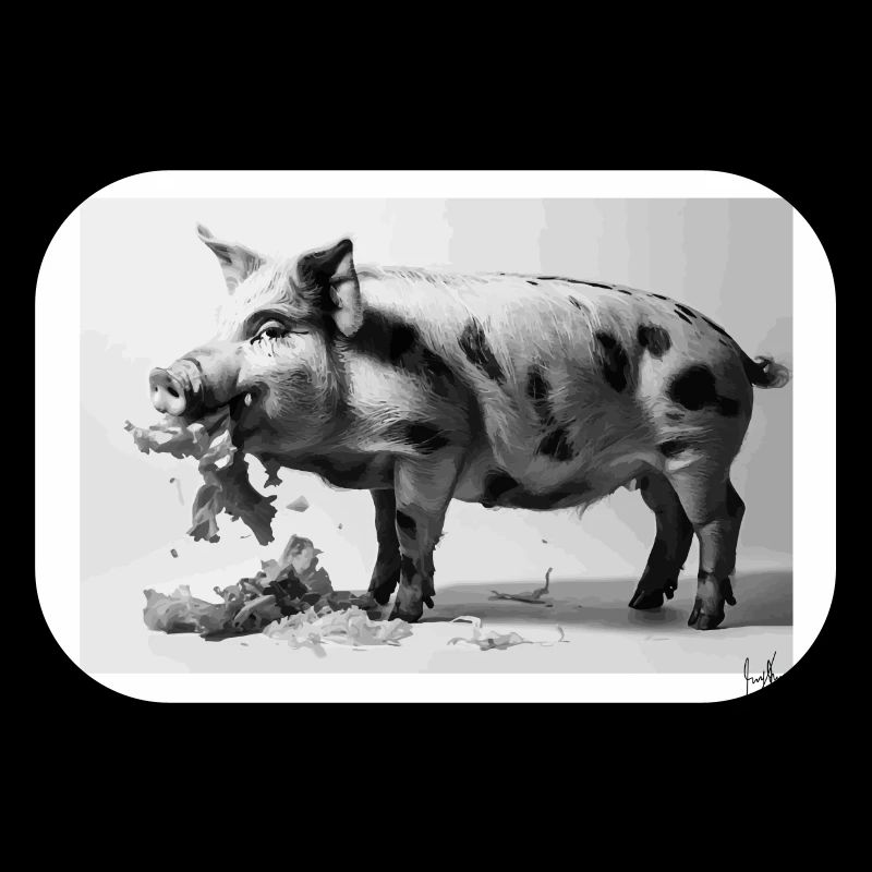 Schwein isst Salat
