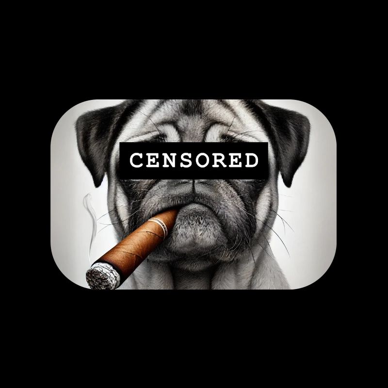 Censored Pug with Cigar