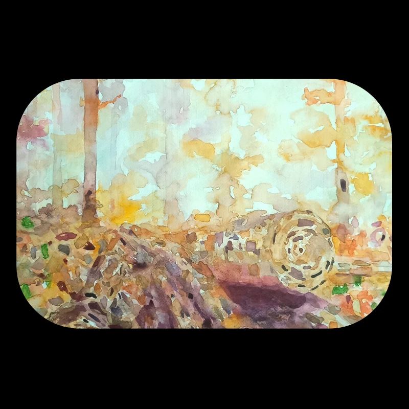 Paysage aquarelle forestier automne