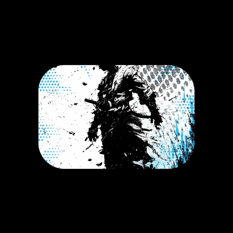 Blue halftone wind warrior silhouette