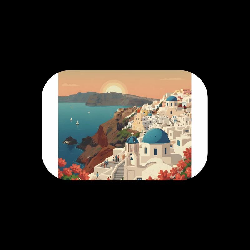 Vue côtière du coucher de soleil de Santorin