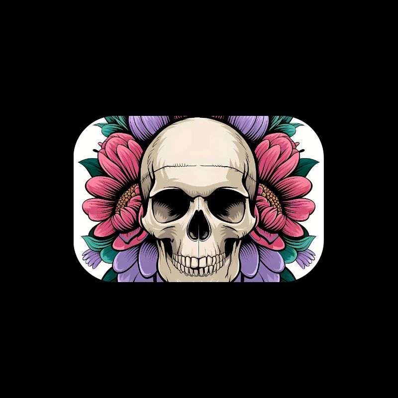 tête de mort affiche fleurir avec des os fleurs