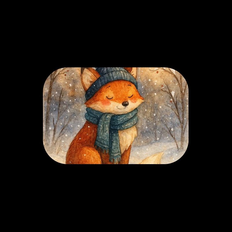 Winter fox with scarf and hat