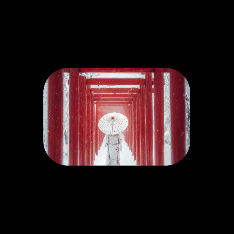 Red Torii Snowpath Kimono