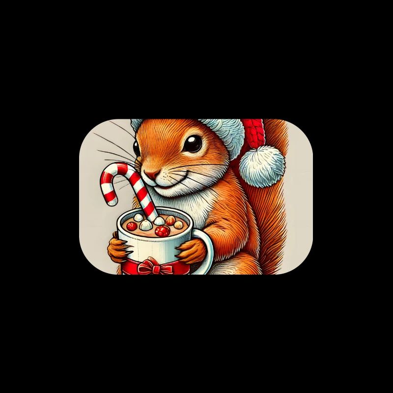 Weihnachts-Eichhörnchen mit heißer Schokolade