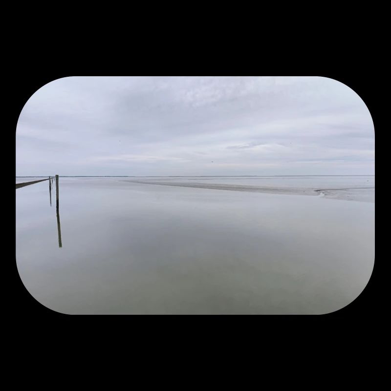 Silent seashore with sky reflection
